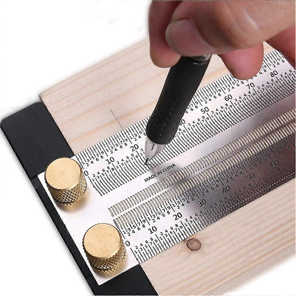 Marking T-ruler High Precision Woodworking Scribe Line Scale Ruler With Holes Scribing Ruler Gauge Measuring Tool Carpenter Marking Tools (200mm)