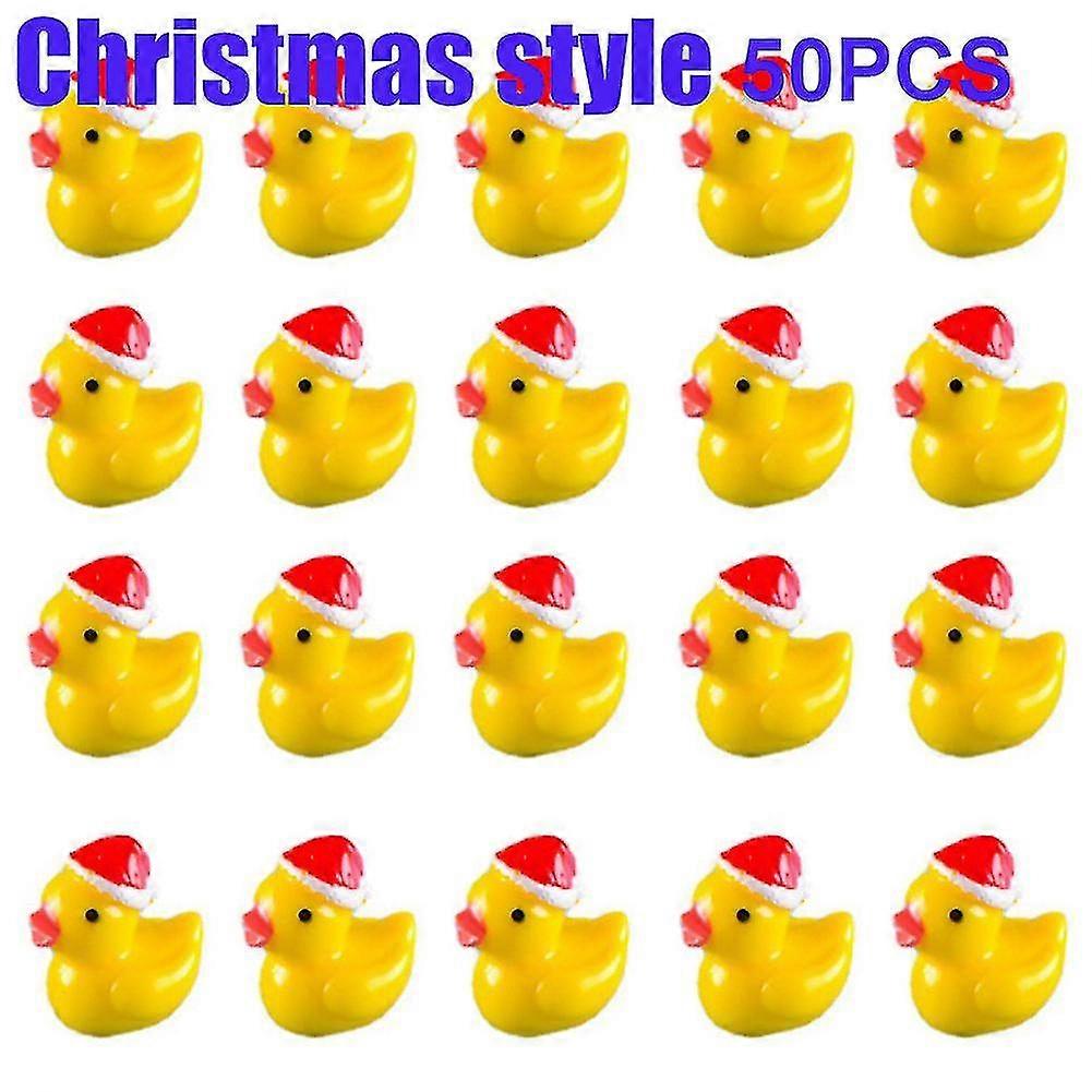 50pcs Mini Resin Yellow Duck Ornament Miniature Figures Tiny Duck Micro Fairy