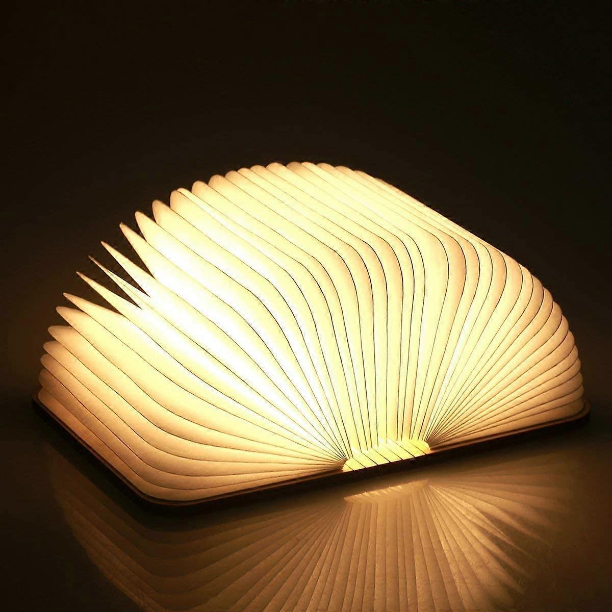Wooden Folding Book Lamp, Magnetic LED Decorative Desk Lamp with USB Rechargeable