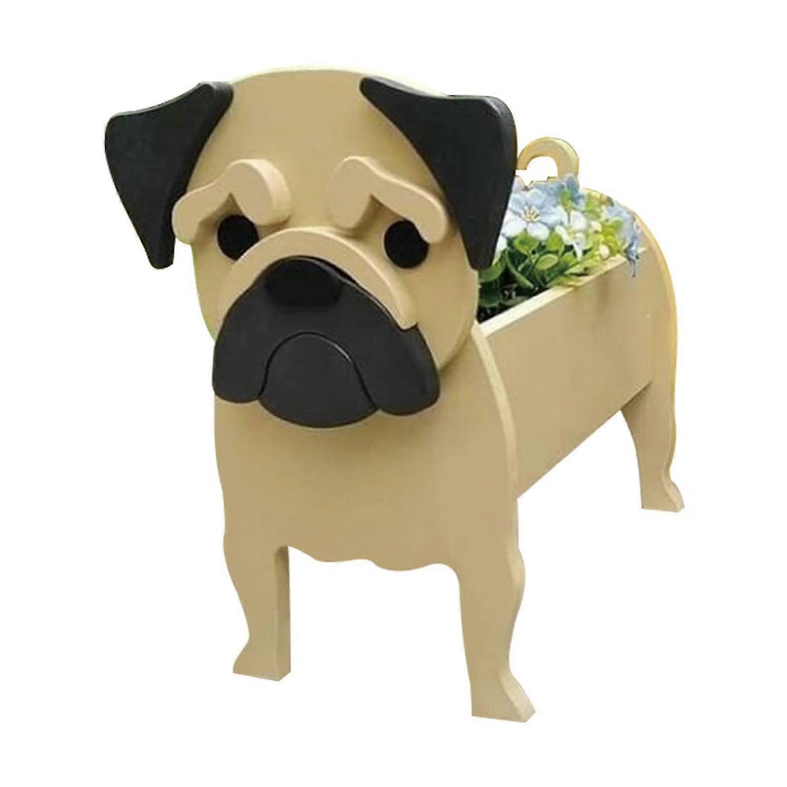 Pot de fleurs en forme de chien, 18 x 26 cm, joli pot de fleurs pour jardin, décoration de bureau ou de maison