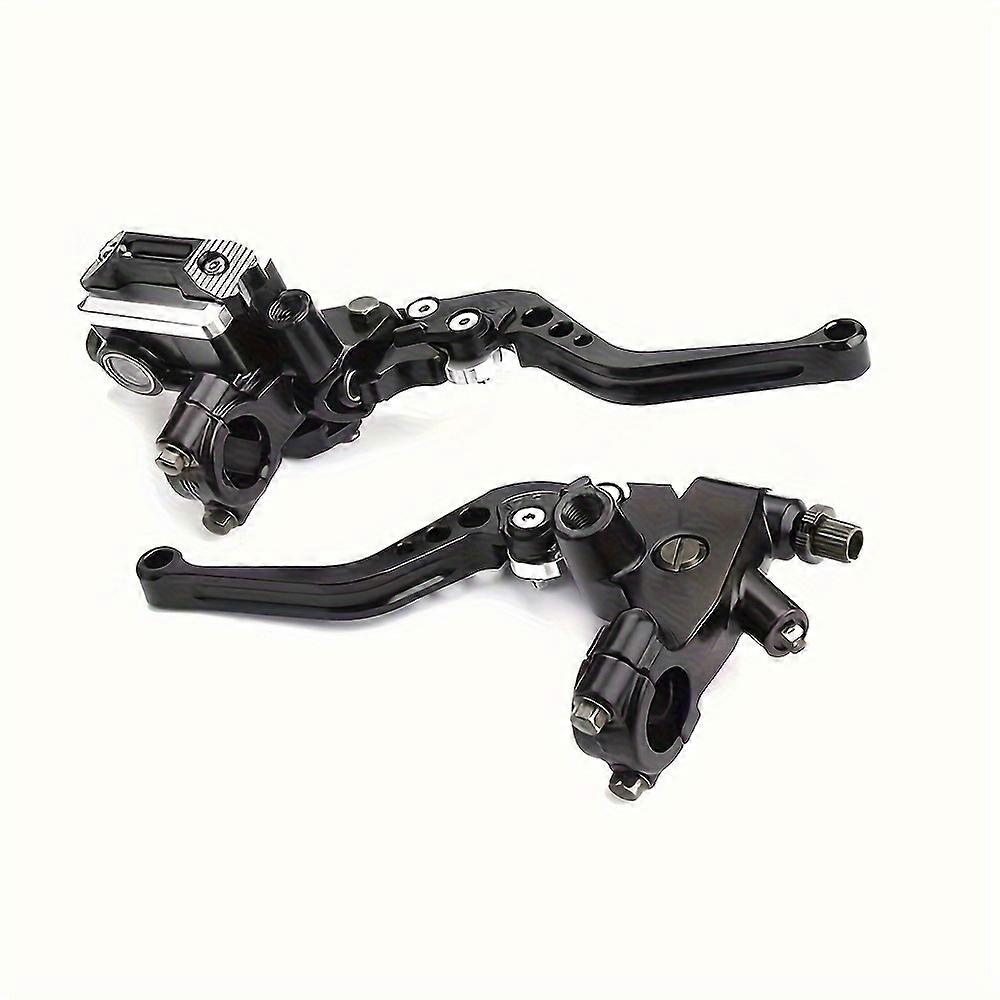 Motorcycle Brake Master Cylinder and Clutch Lever Set, Universal Aluminum Alloy Handlebar Control Levers with Mirror Holder and Power Off Switch, Comp