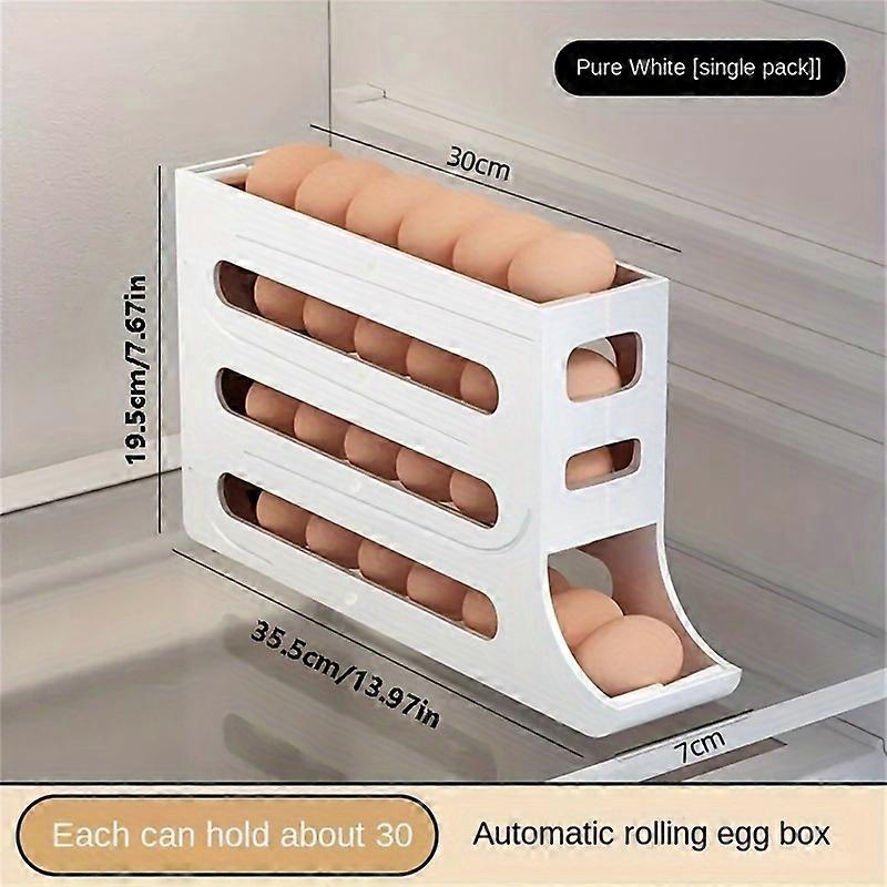 Smart Refrigerator Egg Organizer with Auto-Rolling Technology - Durable, High-Capacity Holder for Kitchen Storage