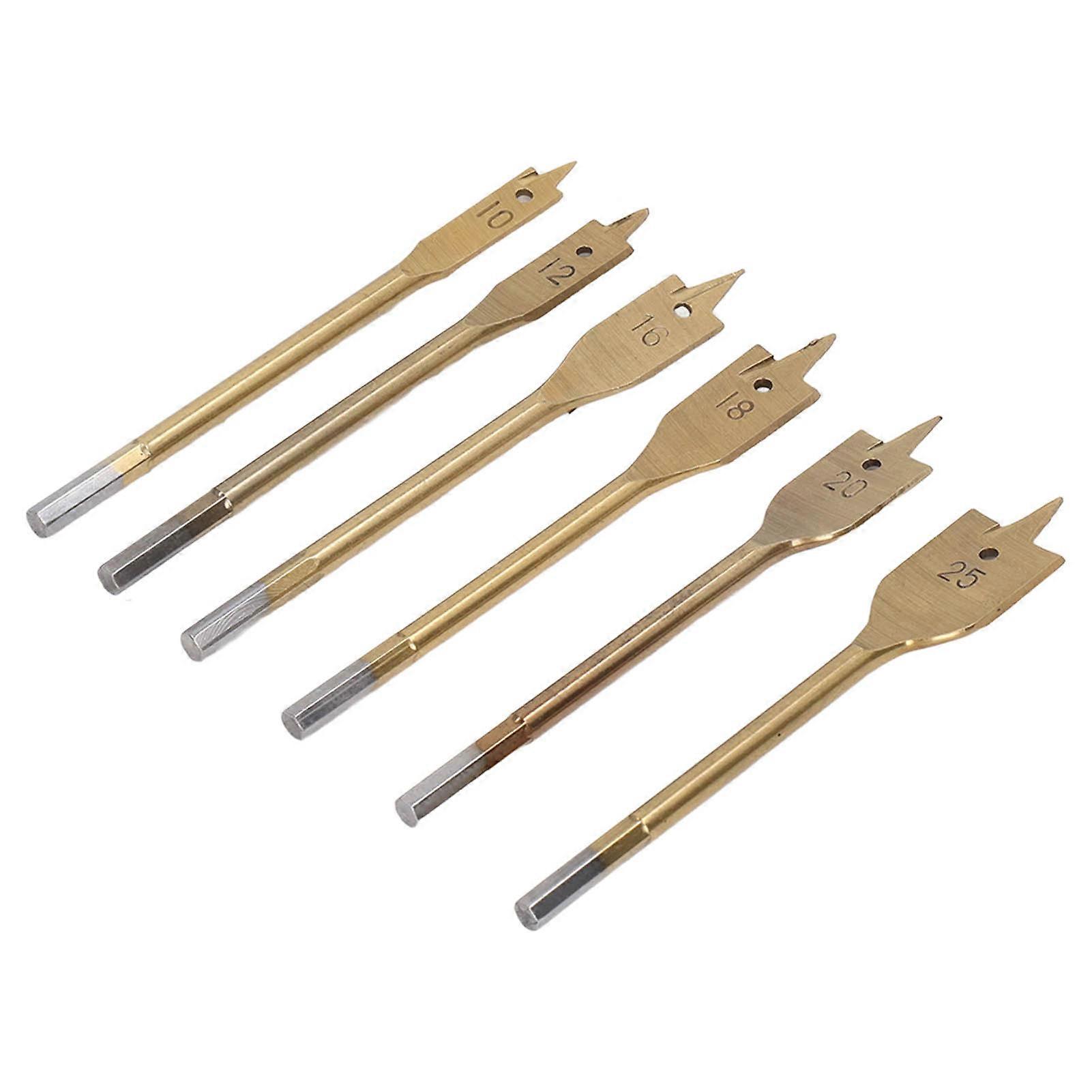 Spade Drill Bit Set 6PCS High Carbon Steel Hex Shank Woodworking Tools for Wood Drilling