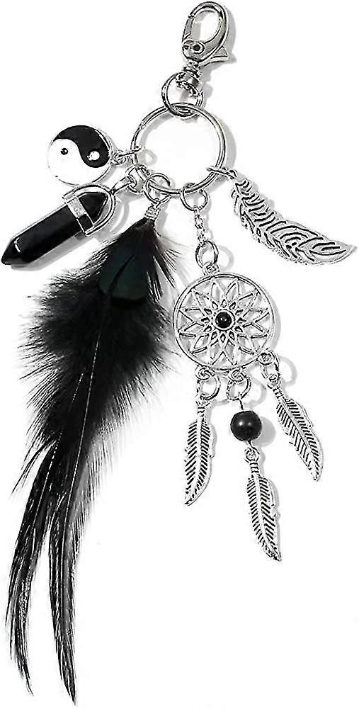 Dream Catcher Keychain For Women - Boho Feather Keychains Yin Yang Tai Chi Key Chain Accessories For Backpack