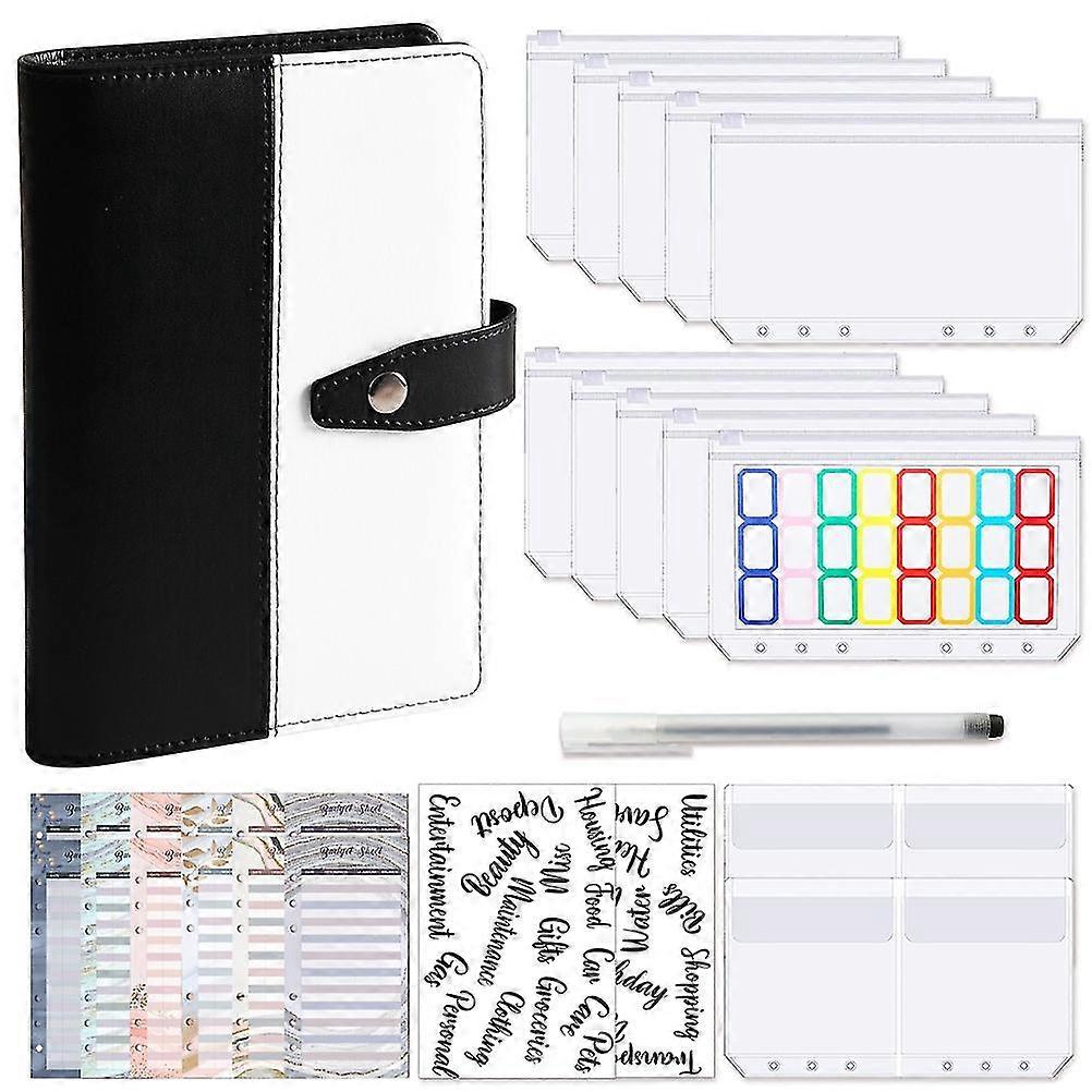 Budget Planner A6 PU Leather Binder for Money Saving - Black