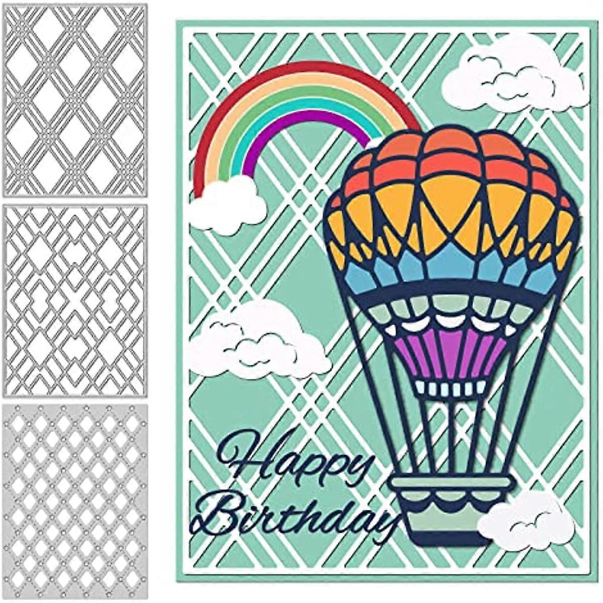 3 Style Rhombus Background Cutting Dies Geometric Figure Background Embossing Stencil Template Carbon Steel Crafting Die Cut for Card Making Scrapbook