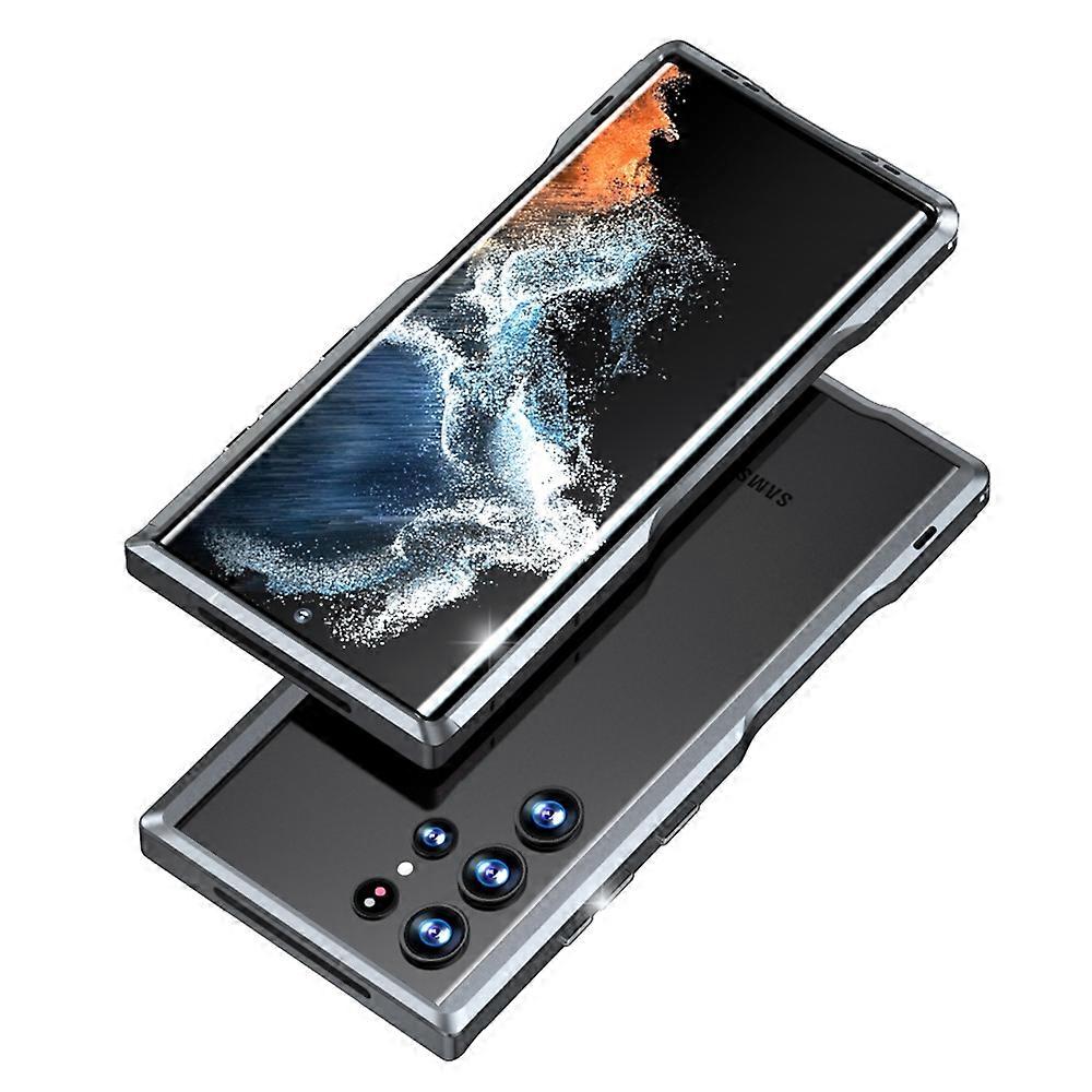 LUPHIE for Samsung Galaxy S22 Ultra 5G Drop-proof Anti-scratch Metal Frame Armor Bumper Case