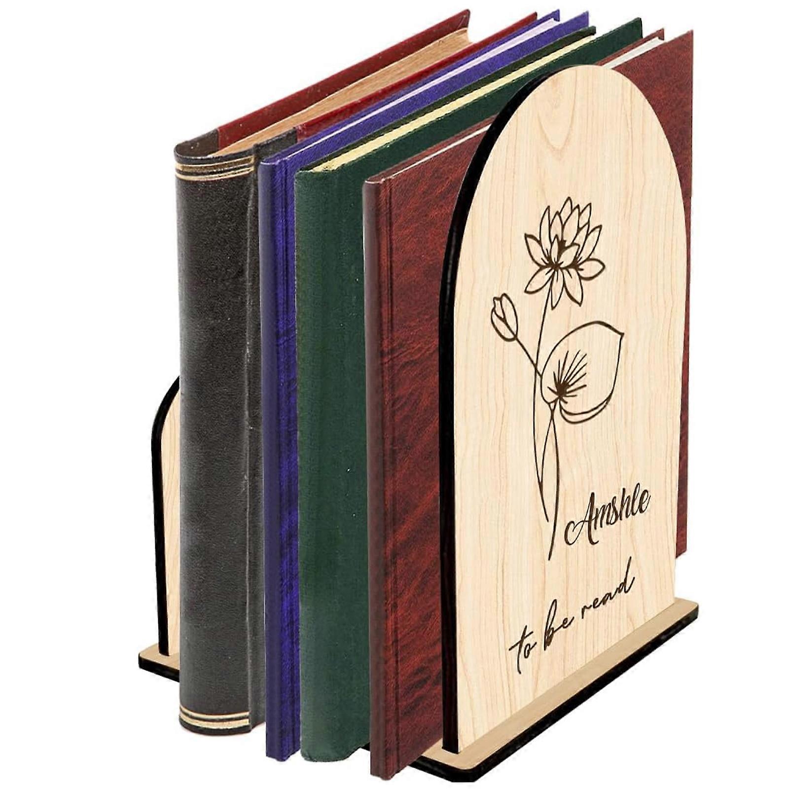 Wood Book Rest Bookcase, Custom Book Holder with Coffee Drink Holder, Wooden Bookshelf Book Stand Holder