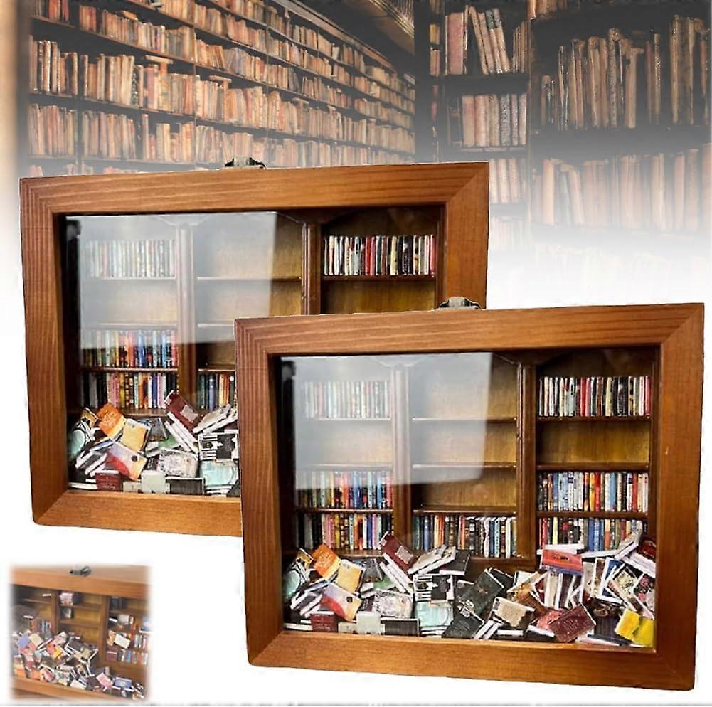 Anxietate Raft Miniature Ornamente - Scuturați-vă anxietățile, Scuturați stresul Shake Book Display Dulap din lemn, Ornamente anti-anxietate Raft