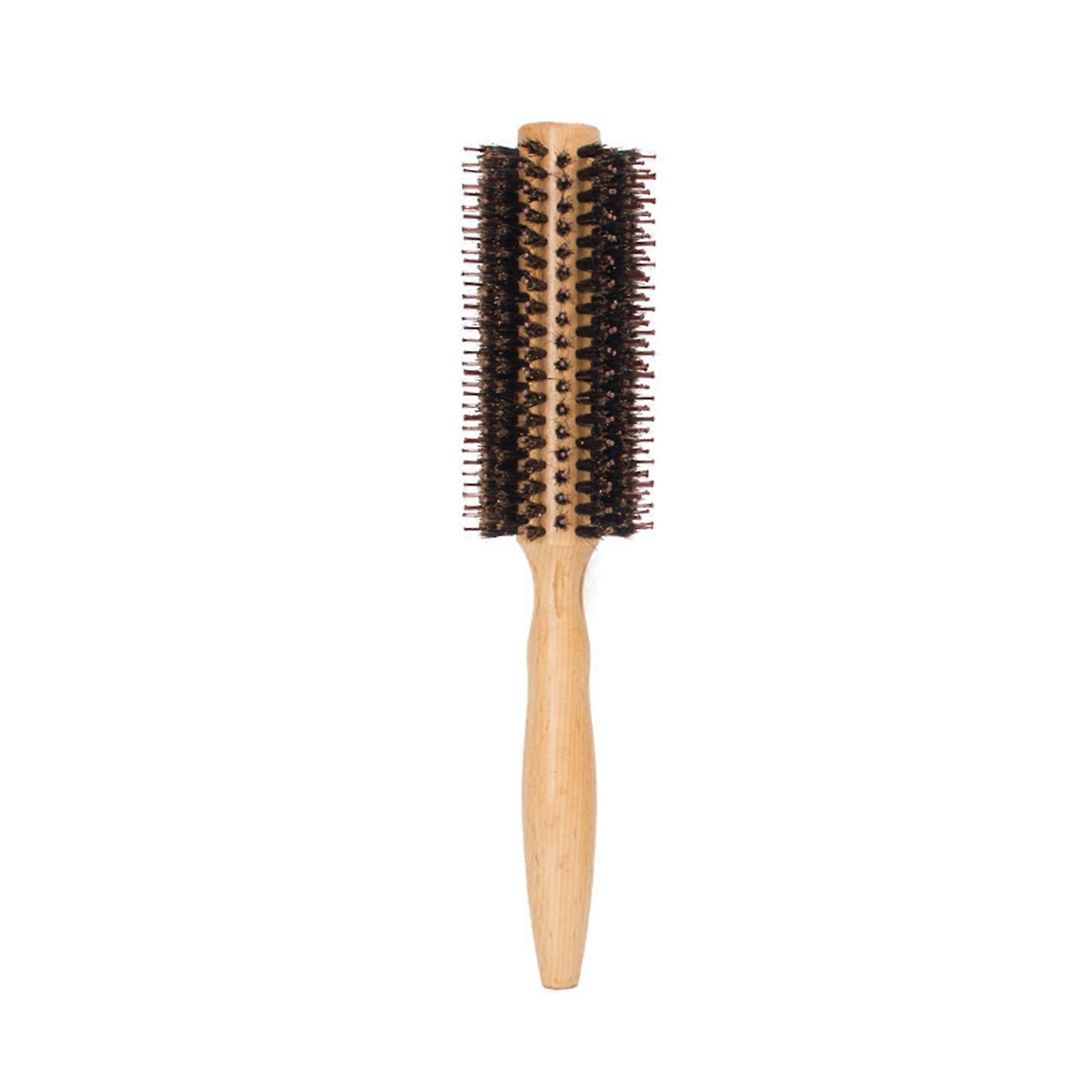 unbrand Roll Round Comb DIY Curly Hair Brushes Bristle Wood Handle Hairdressing Tool 1