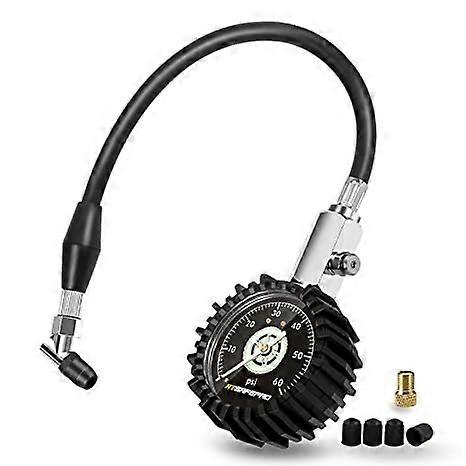 Tire Pressure Gauge 100 PSI 30 PSI 15 PSI Glow in The Dark 2.5'' Dial Mechanical Tyre Gauge Flexible Hose Angled Chuck