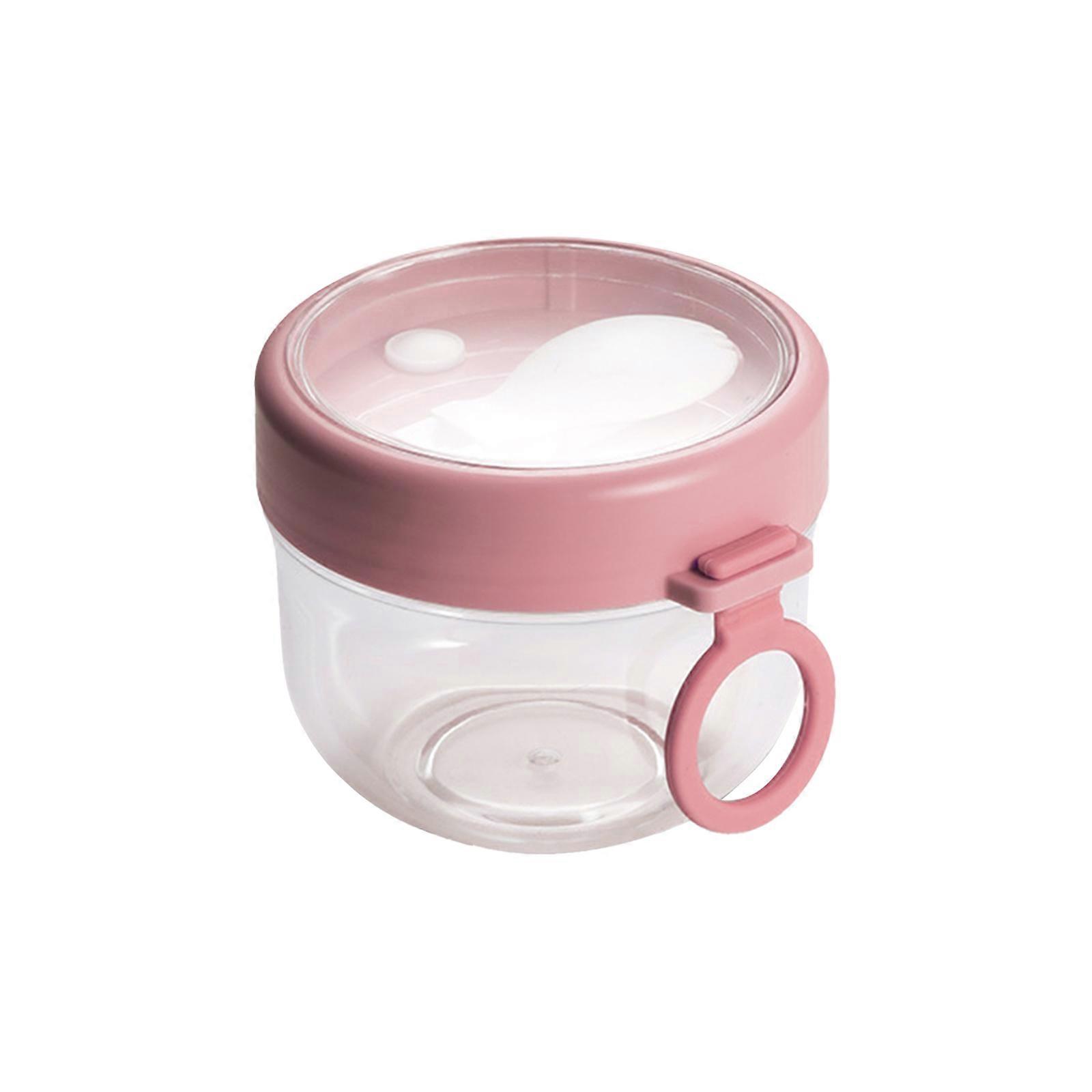 Overnight Oat Containers with Lids and Spoons Portable Plastic Yogurt Jars