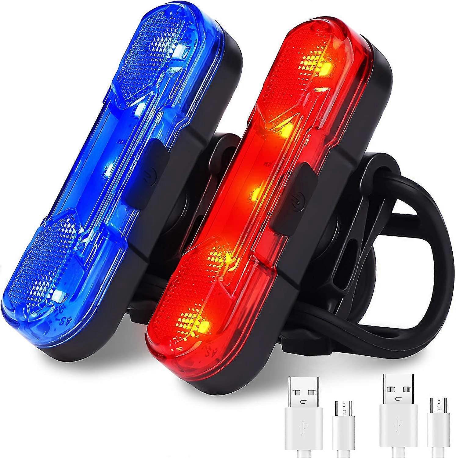 2 Pack Waterproof Usb Rechargeable Bike Rear Lights With 4 Light Modes For Cycling Safety