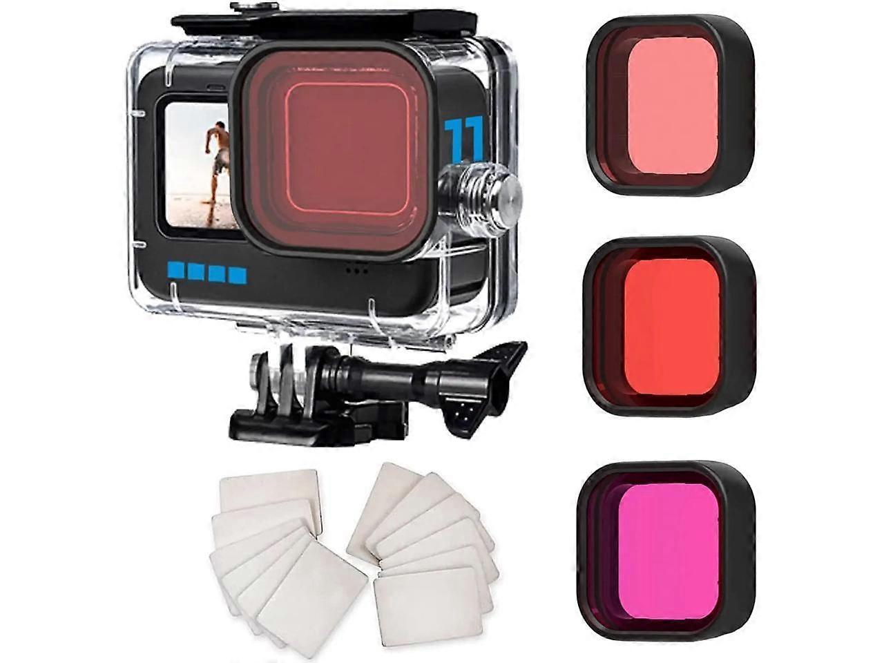 Waterproof Housing for Go Pro Hero 11 Black / Hero 10 Black / Hero 9 Black, Protective 60m Underwater Dive Case Shell with Filters and Anti- Fog Inser