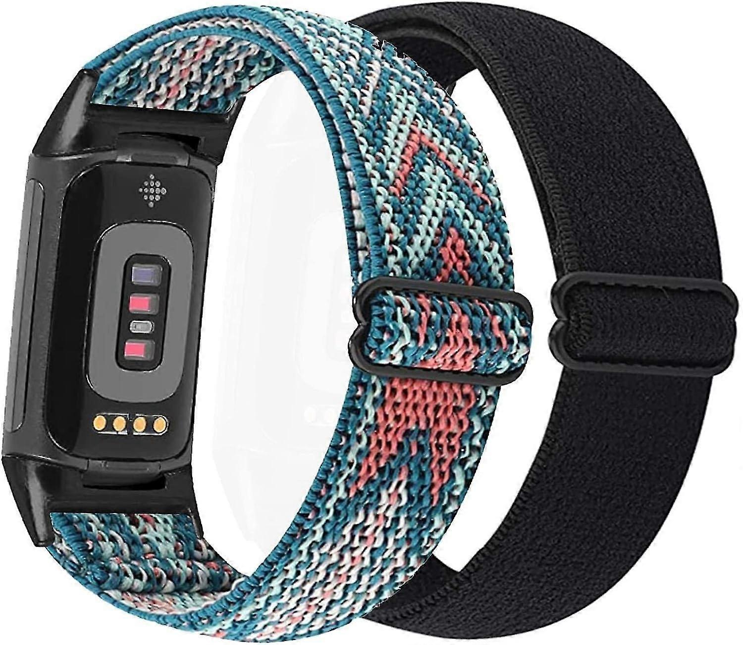 2pcs Elastic Strap For Fitbit Charge2 - Soft Nylon Wristband With Adjustable Buckle