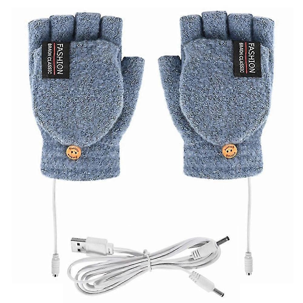 Usb Charging Electric Heating Gloves Thermal Full Half Finger Mittens