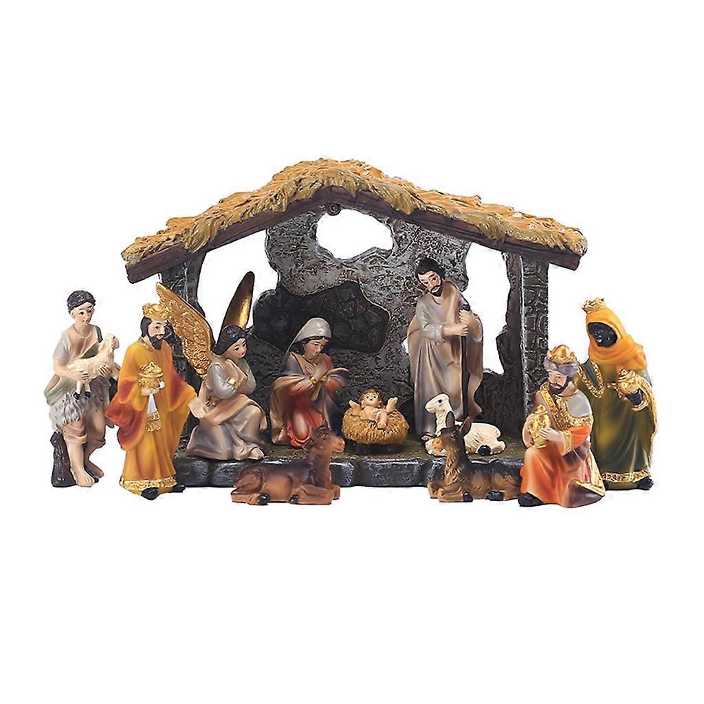 عيد الميلاد تمثال المهد يسوع مذود المشهد الحرف اليدوية رسمت يدويا