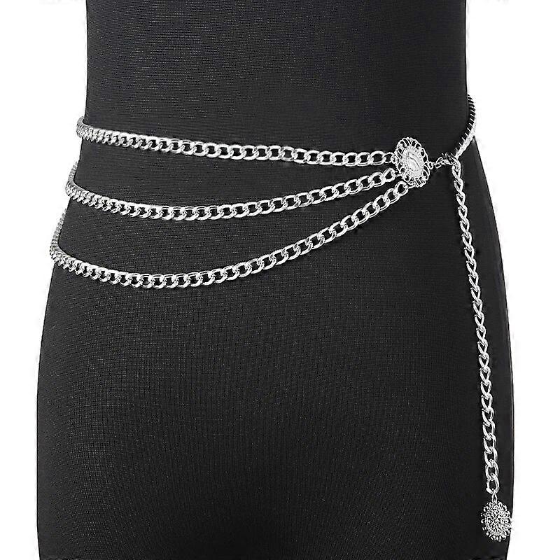 Paski łańcuszkowe retro dla kobiet Pasy wielowarstwowe Długi frędzel do sukienki Paski łańcuszkowe Rhinestone Crystal Belly Chain