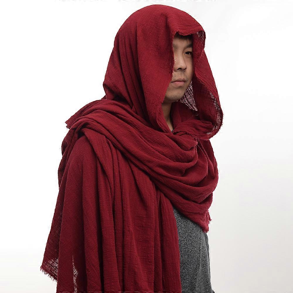 Men Medieval Scarf Hood Brown Black Blue Wrap Cloak Primitive