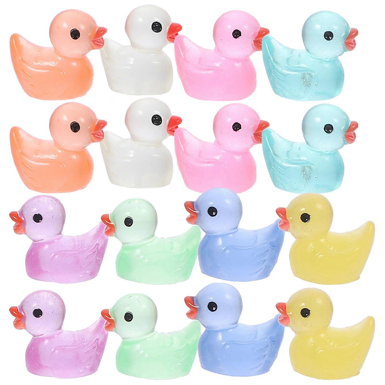 50pcs Glow In The Dark Mini Duck Sculpture Small Resin Duck Decoration Microlandscape Duck