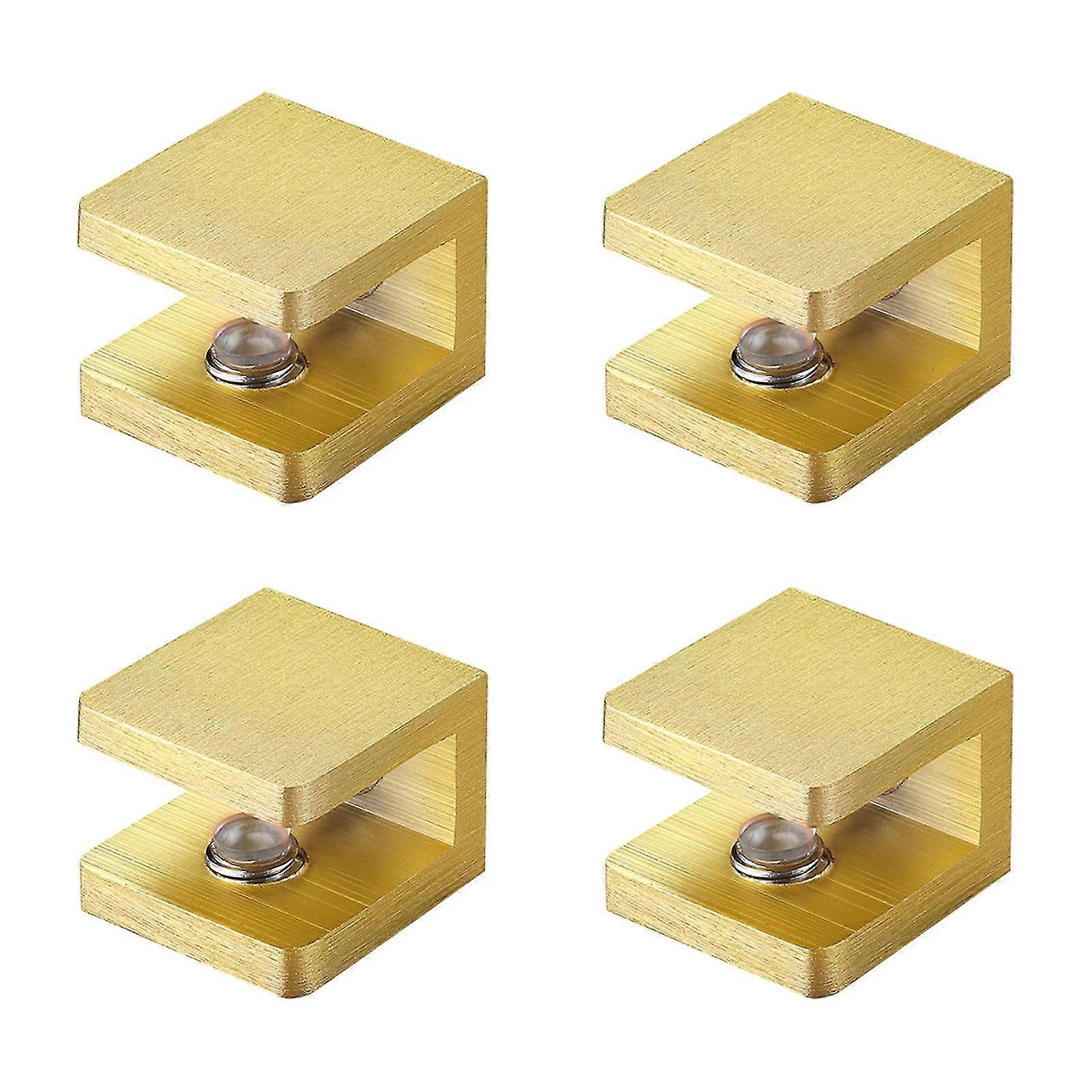 4pcs oro ottone robusto senza foratura staffa per impieghi gravosi morsetto di vetro a pannello fisso