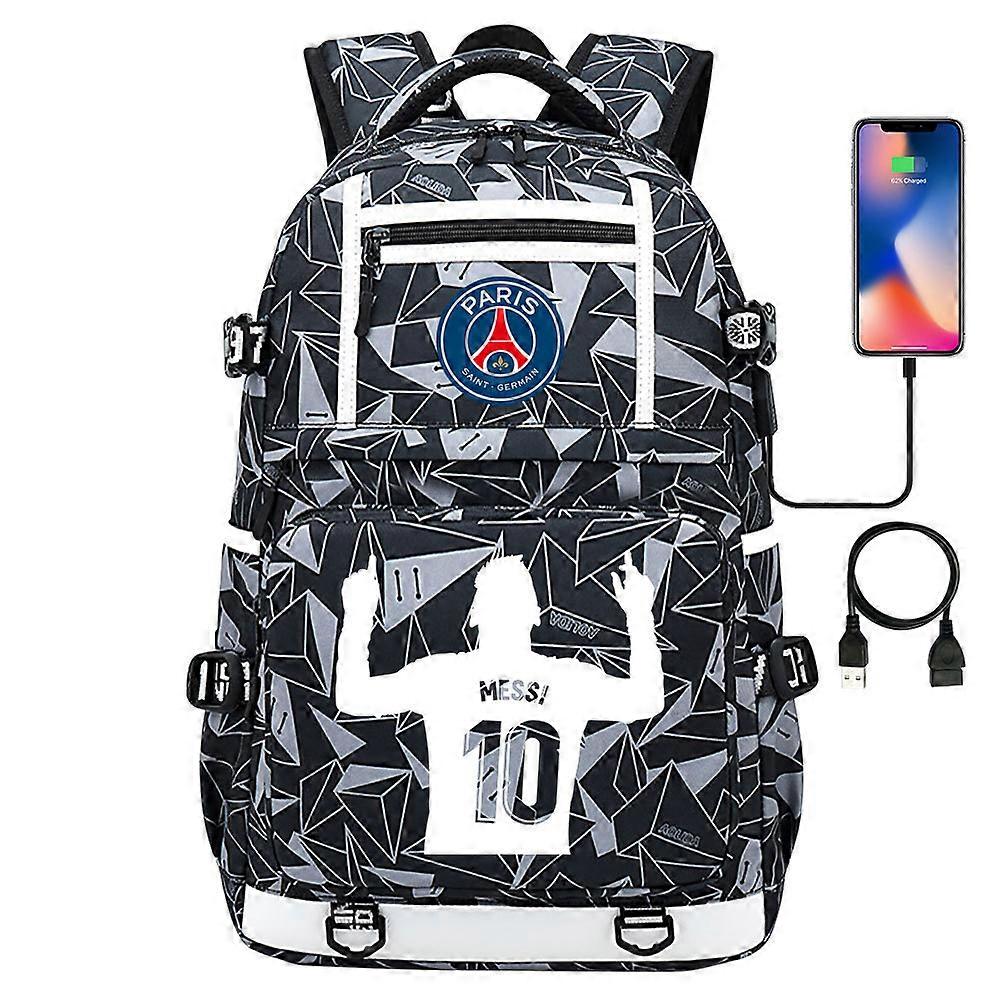 Messi Backpack: Camouflage Design, USB Charging Port, 17-inch Laptop Compartment, Waterproof, Multifunctional Business and Travel School Bag High Qual
