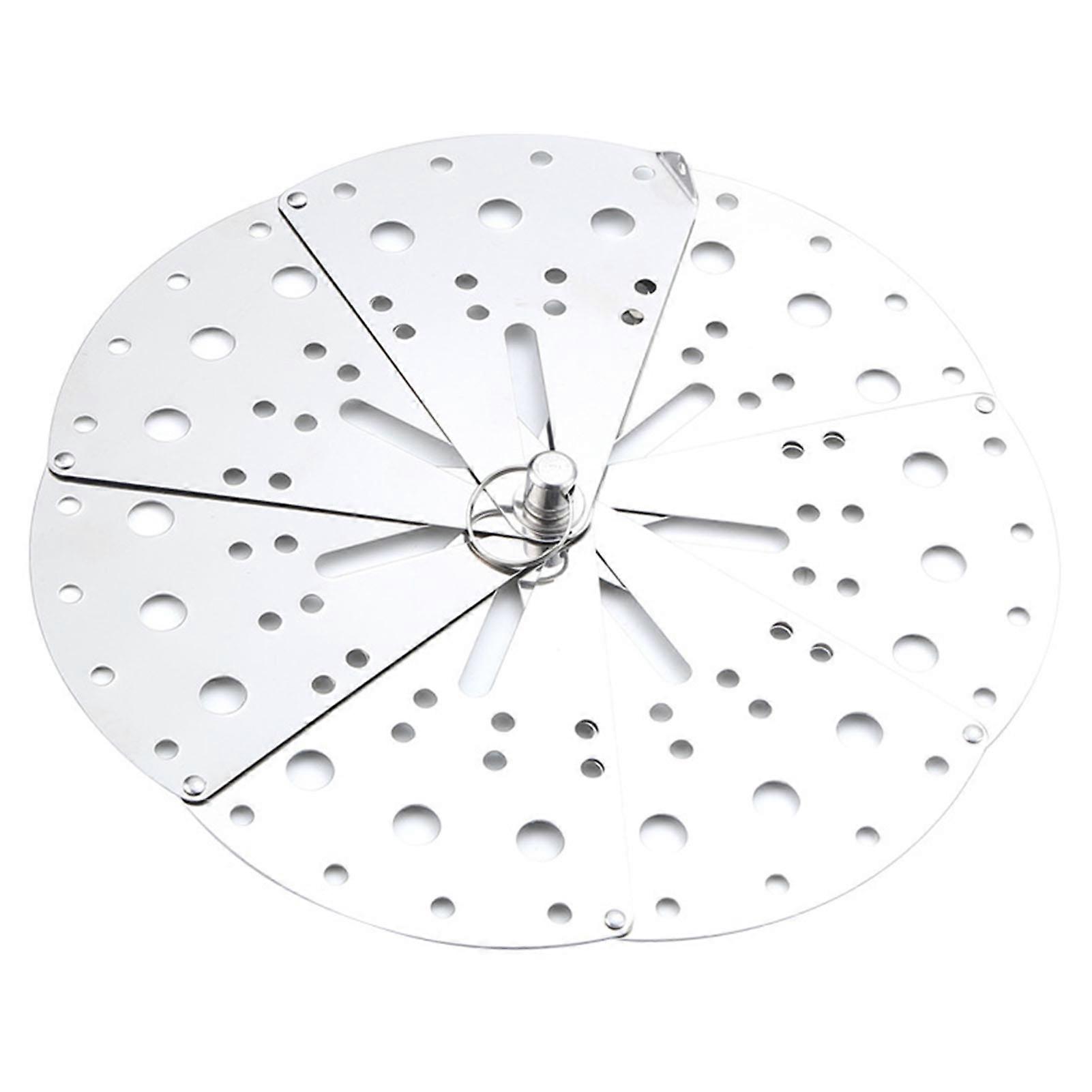 Anti Overflow Pot Cover Foldable Retractable Mesh Hole Heat Resistant with Pull Ring Spill-proof Stainless Steel Spill Stopper Frying Pan Lid Kitchen