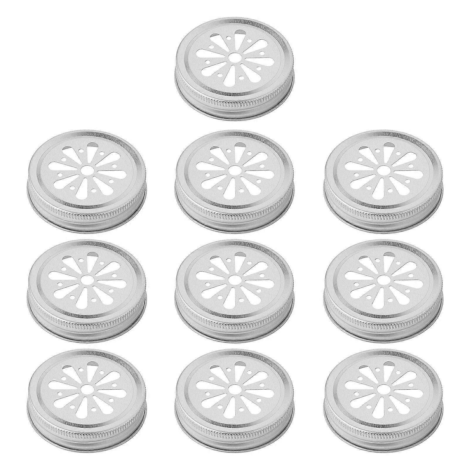 10Pcs Mason Jar Lids Flower Pattern Rust-proof Tinplate Mason Jar Covers Storage Can Lids Decoration for Home