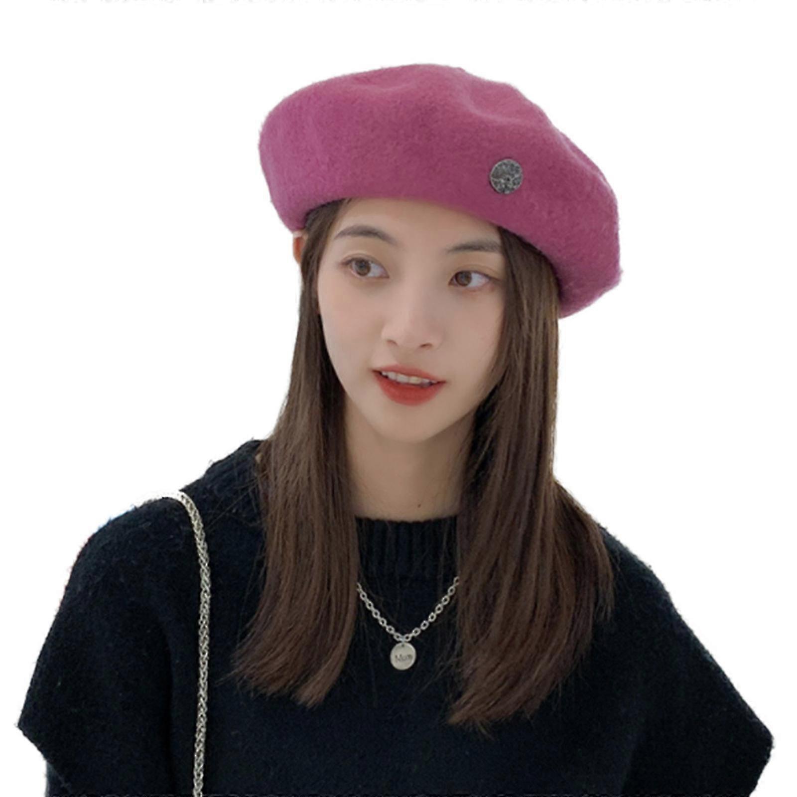 Solid Color Octagonal Cap Simple Woolen Beret Painter Hat For Halloween Xmas