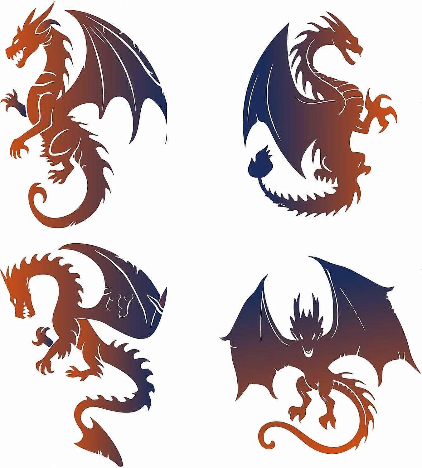 4 Styles Dragon Window Clings 6.3 Inch Round Non Adhesive Removable Reusable Static Sliding Door Glass Decals Vinyl Alert Film Stickers for Prevent St