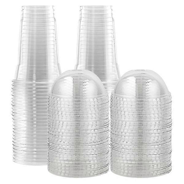 40pcs Transparent Juice Cups Multi-function Plastic Cups Disposable Fruit Cups With Lids