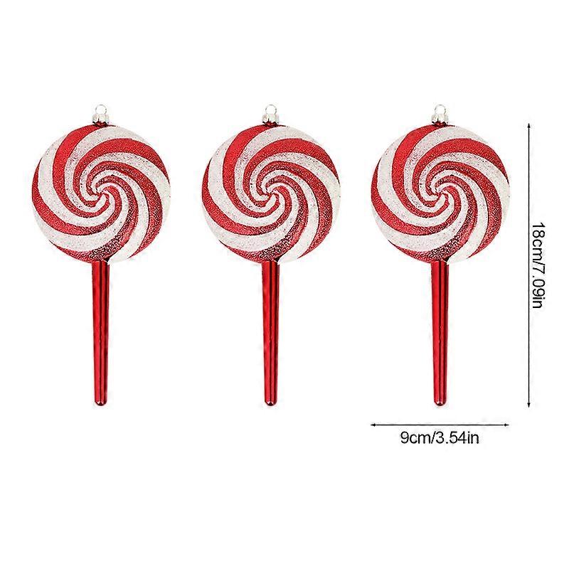 3 buc Acadea mare de Crăciun Pandantiv roșu din trestie de bomboane Copac de Crăciun Ornament cu minge suspendată 2024 Decorațiuni de Crăciun pentru Anul Nou Acasă