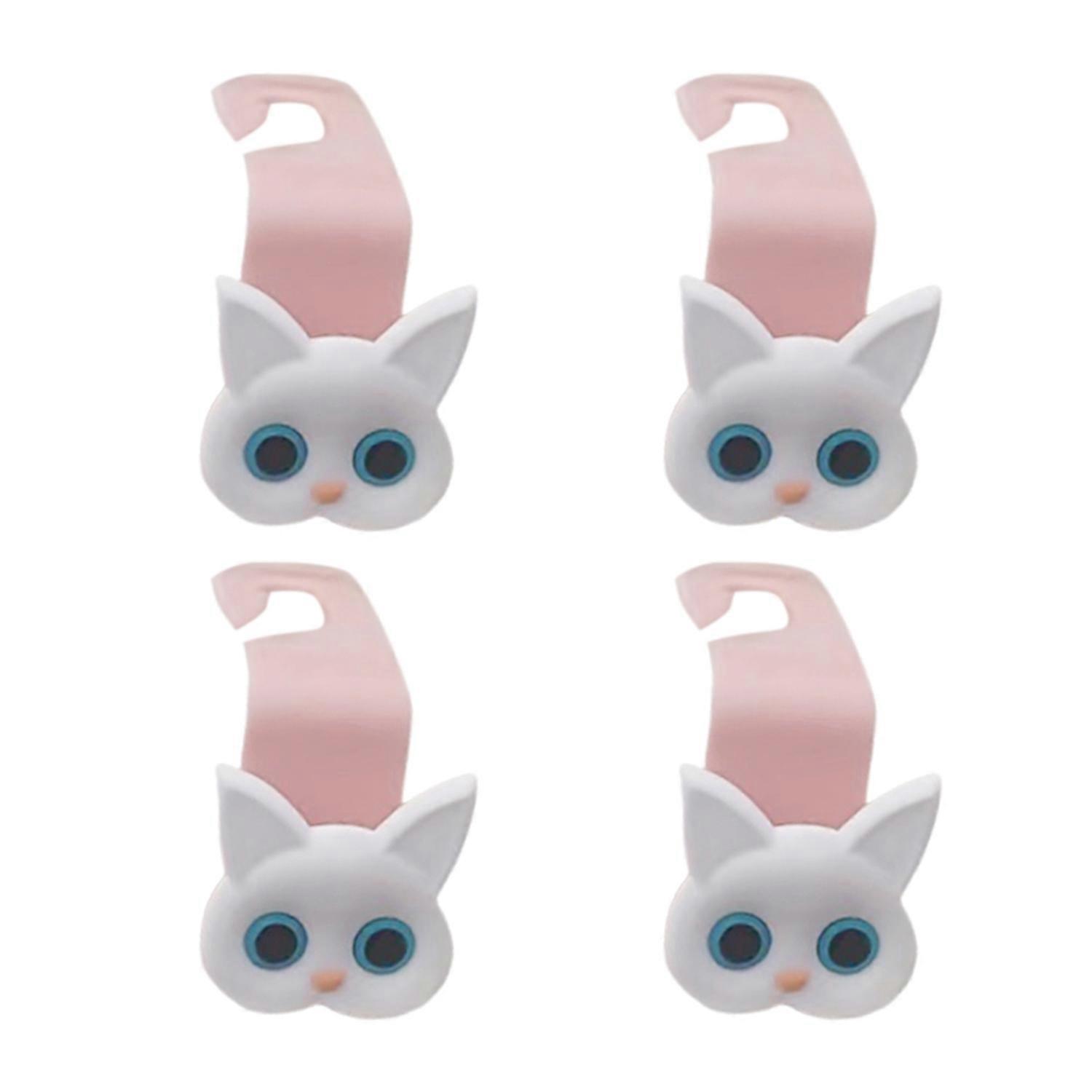 1/2/4Pcs Car Seat Hook Cartoon Cat Shape Strong Load-bearing Simple Installation Purse Bag Hanger