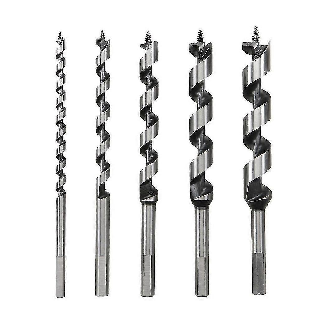 5pcs Wood Drill Bit 9inch Length Screw Point Hex- Drill Deep Hole In Woodworking Cutter