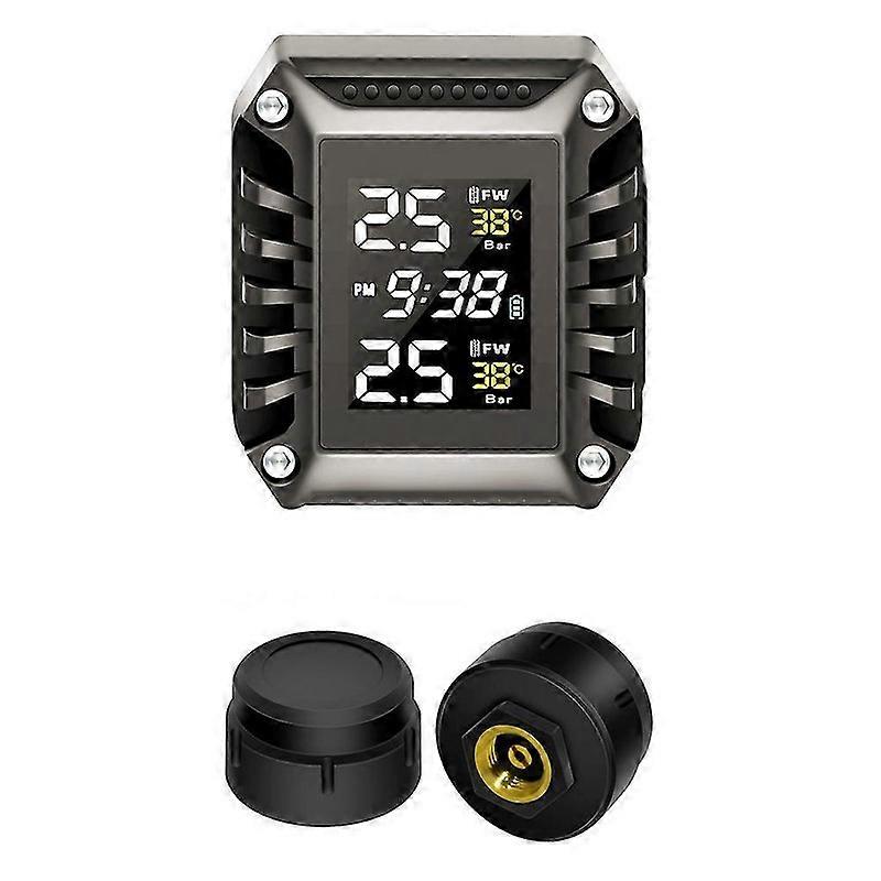 Motorcycle Tire Pressure Monitor Wireless Electric Motorcycle Tire Pressure Detector Multiple Alarms With Time Pressure Unit Temperature Unit Limit Va