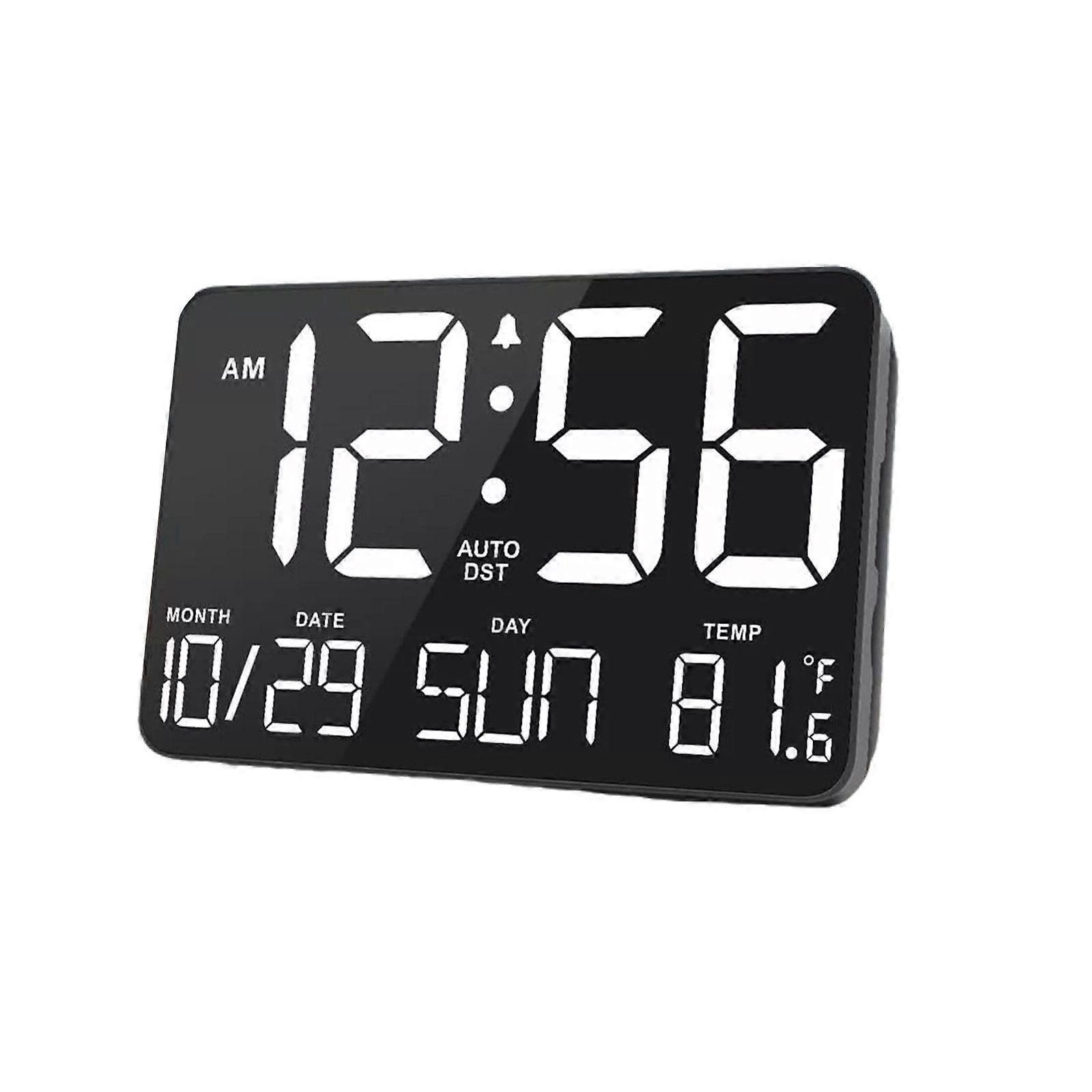 Large Display Digital Wall Calendar Clock with Date Day of Week Alarm White new