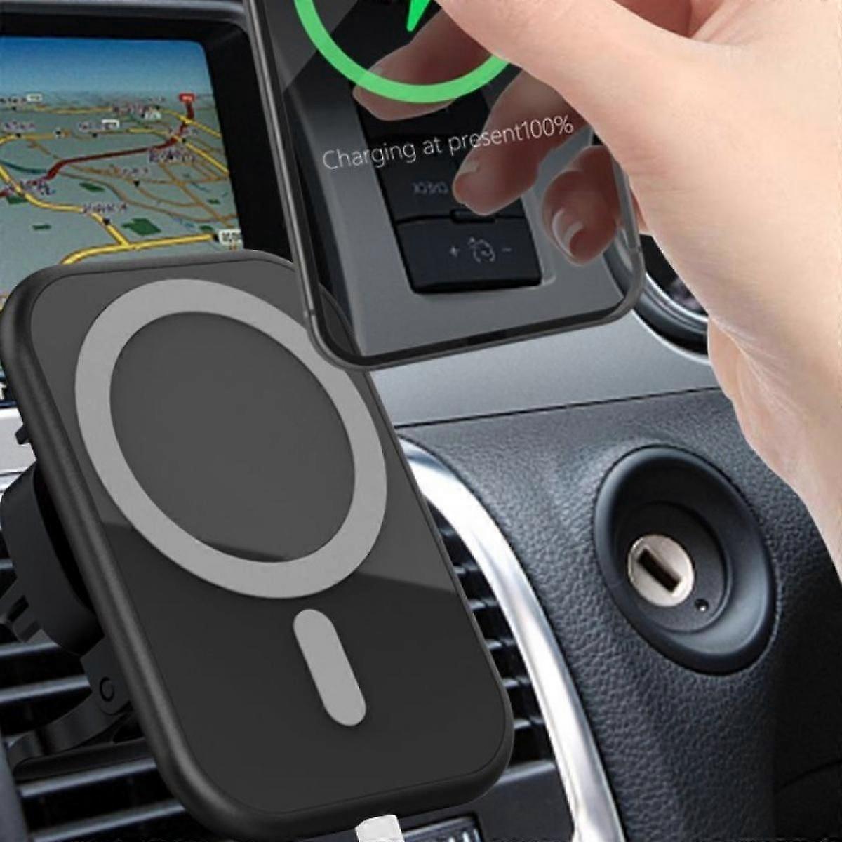 15W Metal Glass Car Air Outlet Bracket Magsafe Magnetic Wireless Charger For IPhone 12 Series