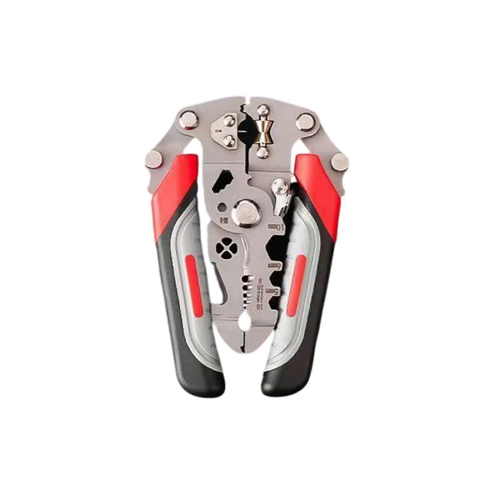 Multifunctional Wire Stripper Lightweight Foldable Cable Pliers for Pressing Red