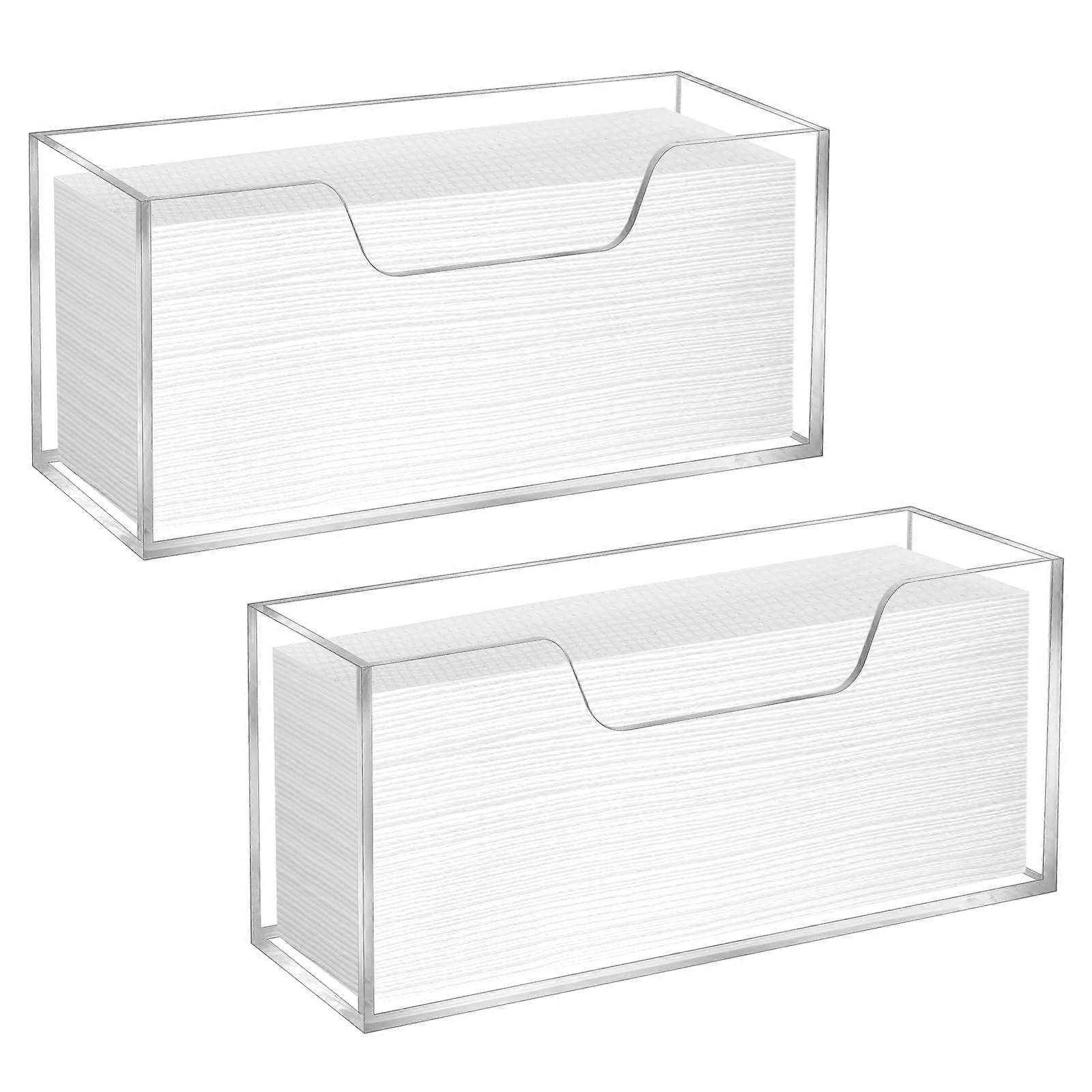 2 Pack Clear Acrylic Paper Towel Holder for Bathroom Kitchen