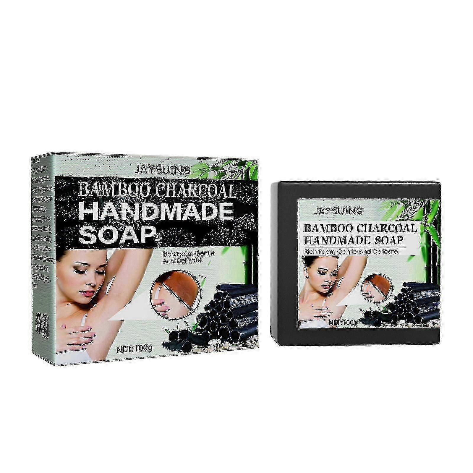 Jaysuing Bamboo Charcoal Handmade Soap Dilutes Melanin Deposition In The Underarm Joints And Body Cleansing Bamboo Charcoal Soap