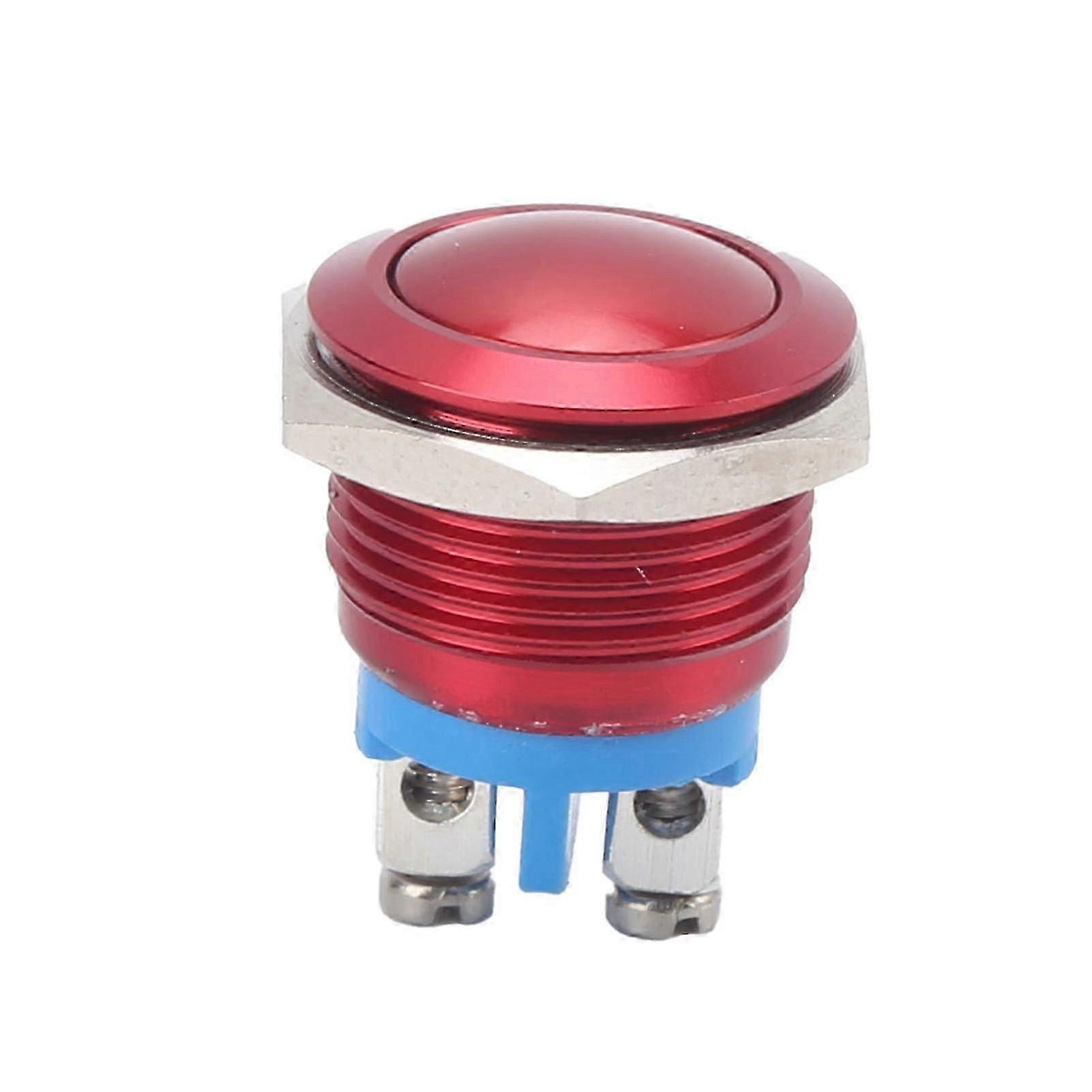 Metal Push Button Switch Ball Full Oxidation Self Reset Jog Screw Foot Power Control 16mm 220v(Red )