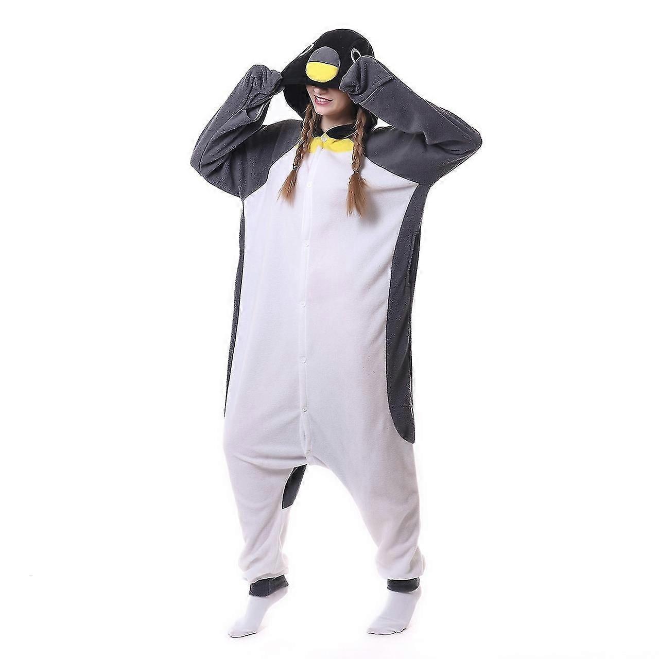 الشتاء الكرتون Kigurumi الحيوان الكبار Onesies النساء بيجامة بيجاما ازياء بذلة تأثيري هالوين عيد الميلاد هدية رمادي البطريق