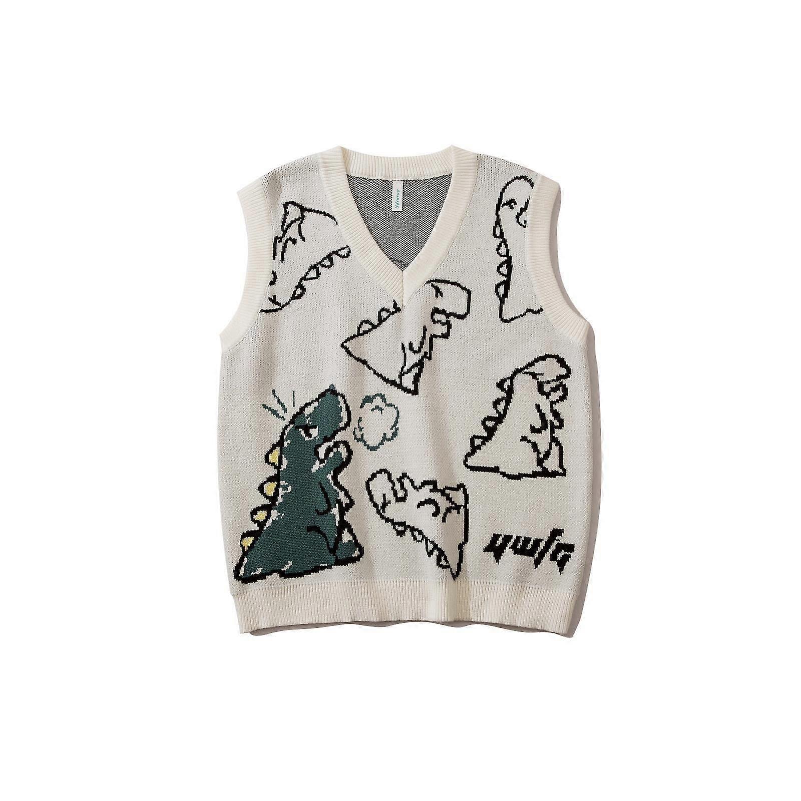 Sweater Men's Sweater Couple's Wear 2023 Autumn and Winter Dinosaur Cartoon Pattern Sleeveless Vest Vest