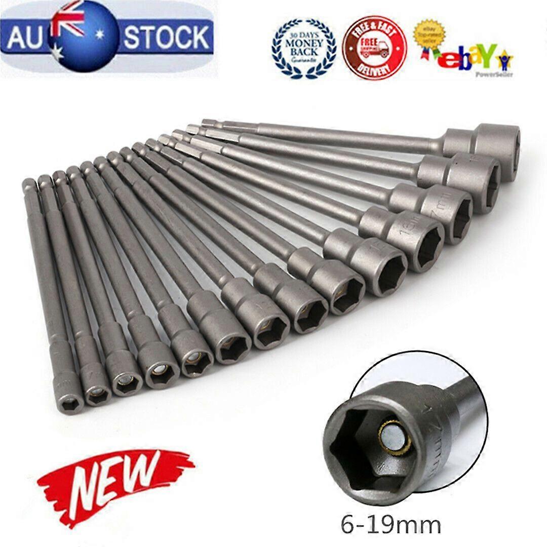 14pcs Socket Magnetic Nut Driver Set Drill Bit Adapter 1/4'' Hex Shank 6~19MM No.10228