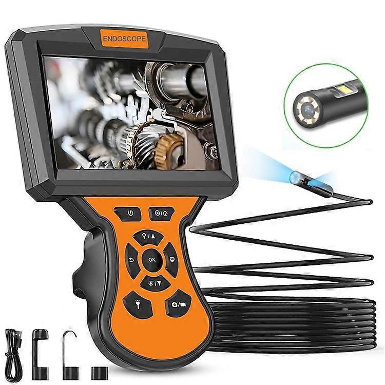 M50 5m Hard Wire 8mm Dual Lens Endoscope Camera 5'' IPS Screen Industrial Endoscope with 7 LED Lights