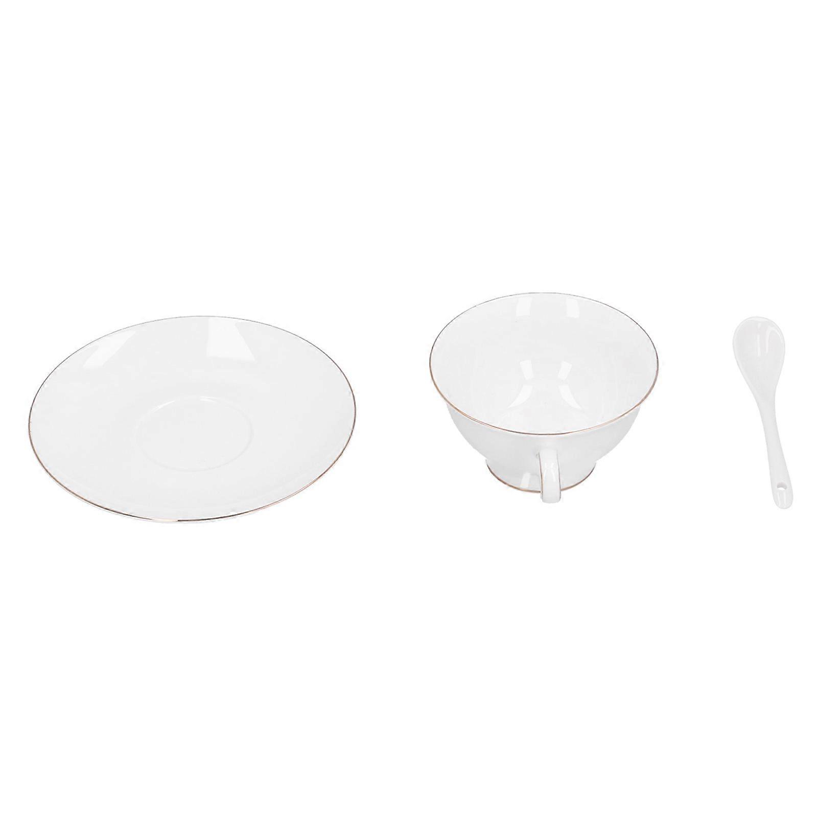 4-Piece Ceramic Coffee Cup Set with Saucers and Spoons, Perfect for Lattes, Espresso, and Birthday Gifts