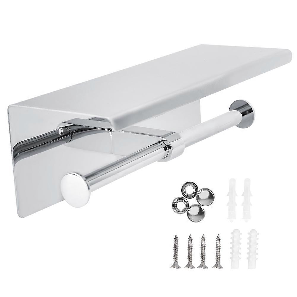 Double Toilet Paper Holder Bathroom Paper Tissue Holder With Storage Shelf Rack