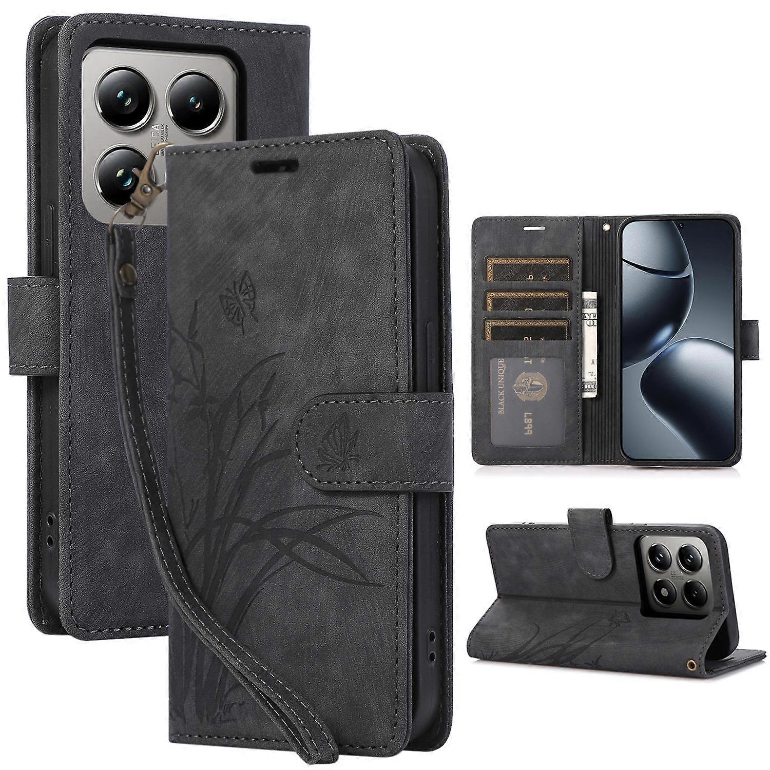 Orchid Butterfly Embossed Leather Phone Case