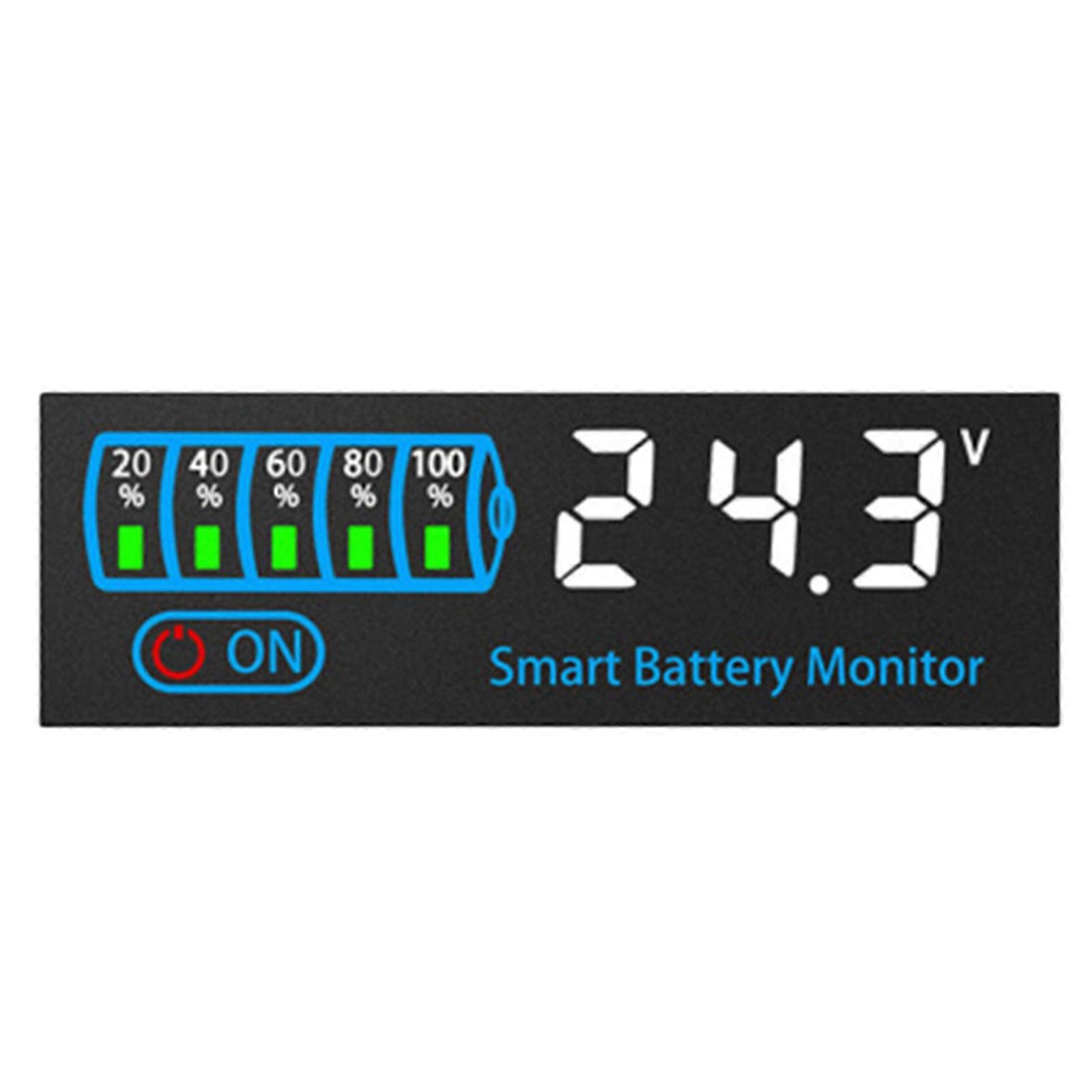 Waterproof Dustproof Battery Meter Battery Power Display Device Simple Use for 12V 24V Systems for Outdoor Enthusiasts White