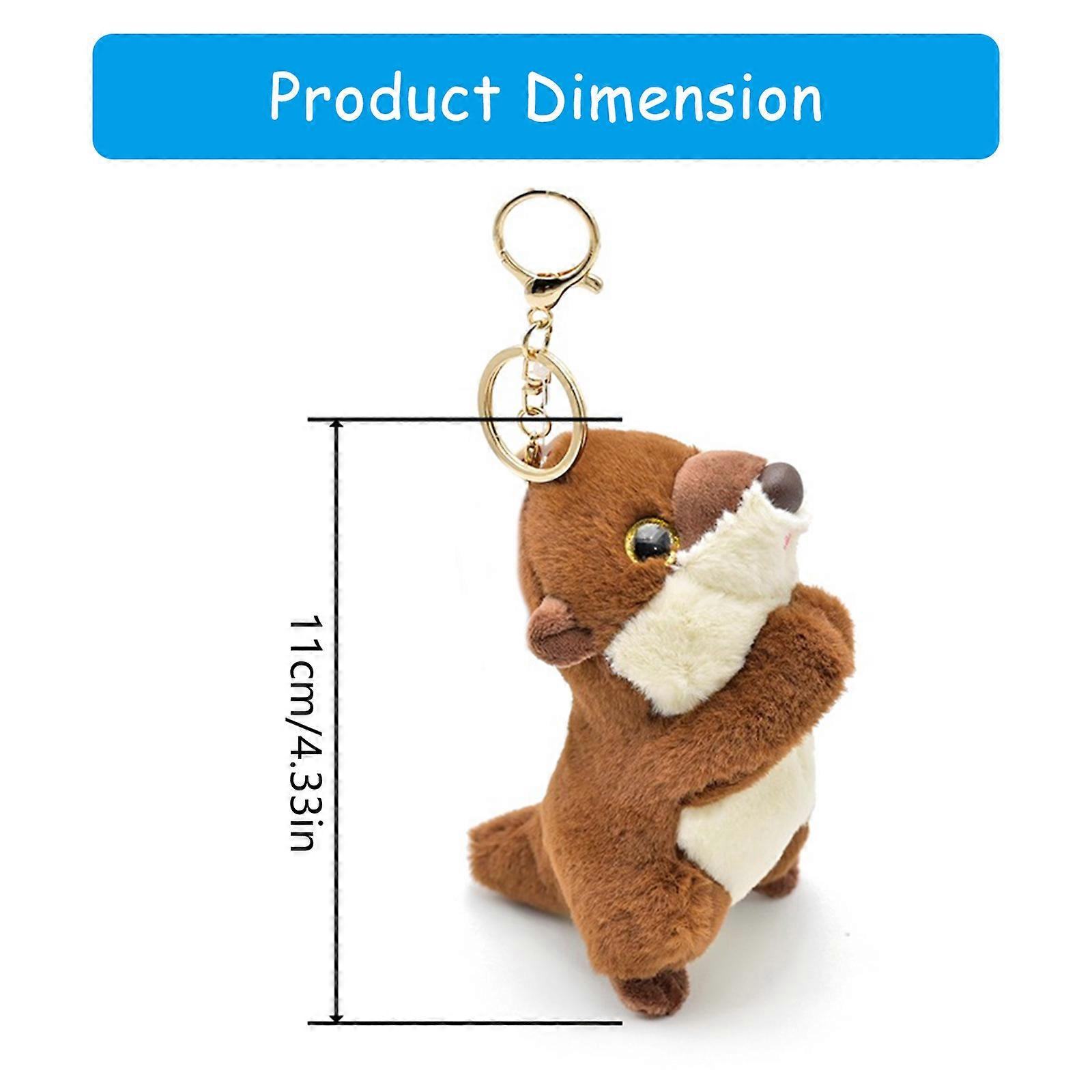Fashionable Soft Otters Pendant Keychain Plush Fabric Animal Keyring Stylish Key Decoration Accessory for Bags and Keys Pink